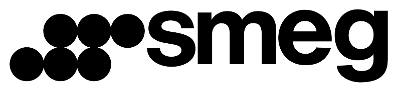 The black and white Smeg logo featuring decorative circles and a starburst symbol.